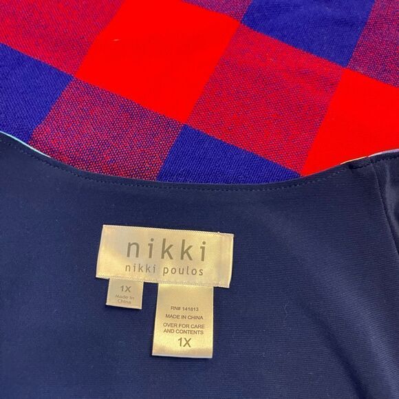 Nikki Poulos Blue White Retro Boho Tank Shirt Blouse Size 1X - Picture 6 of 7